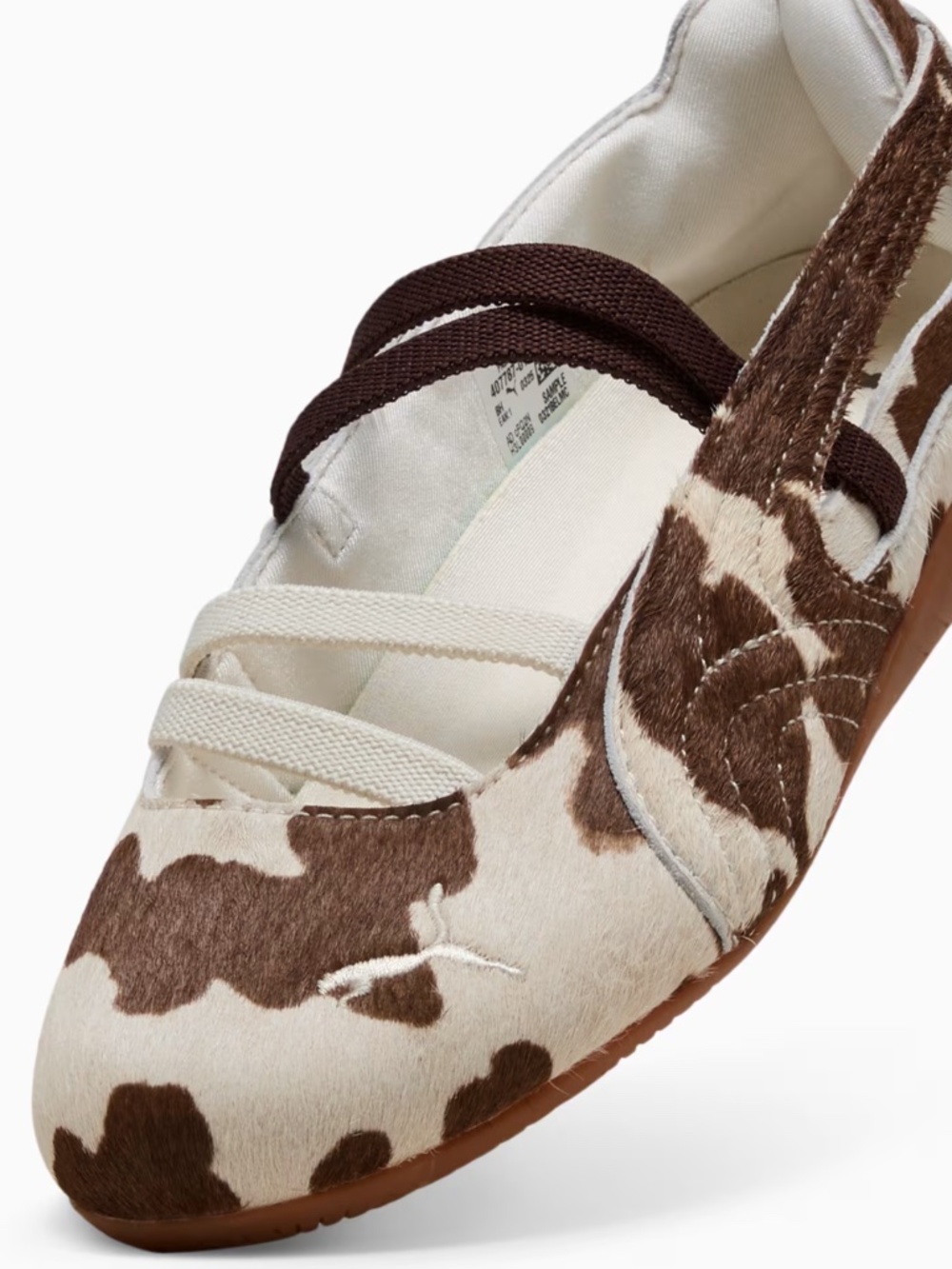Puma Speedcat Brown and Cream Cow Print Ballet Flats